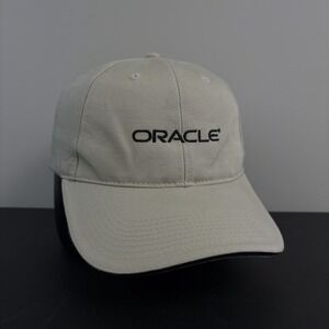 Oracle Tech Company Y2K Dad Hat Beige Basic Embroidered Cap Strapback Adjustable